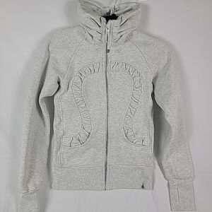 Lululemon Women’s Cuddle Up Heathered White Jacket Zip Up Sz 4